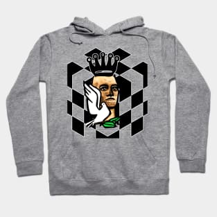 Cubed skull with crown and dove of peace Hoodie